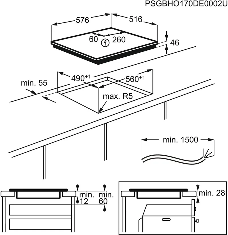 IAE64411XB EcoLine - Inductie kookplaat - Hob2Hood von AEG in Schwarz – Produktfoto