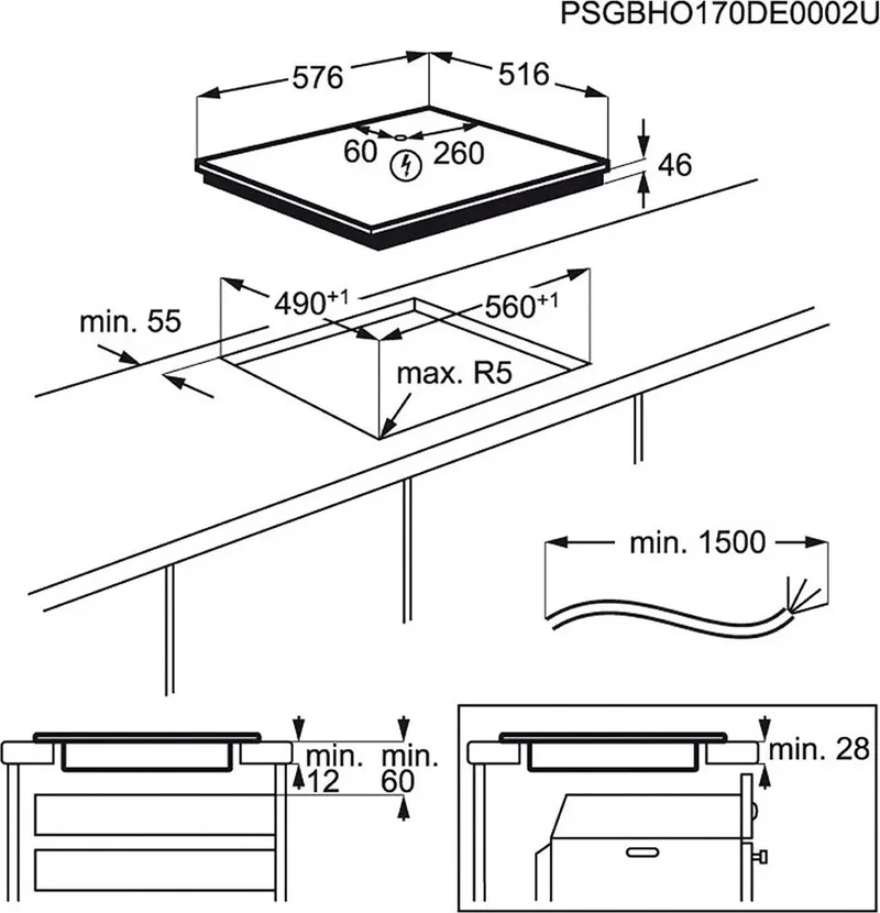 IKE64441XB | inbouw inductie kookplaat | 60 cm | Bridge functie de AEG en Noir – photo produit