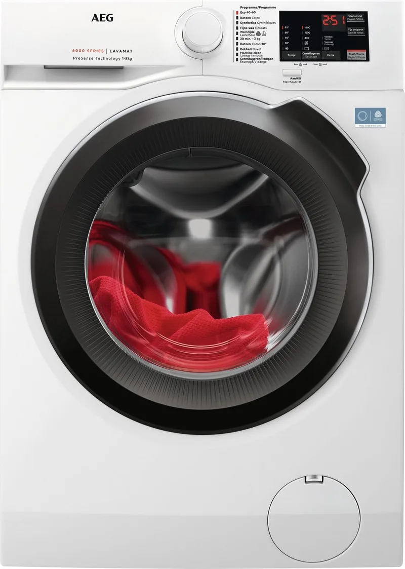 LF6286BB4 6000 ProSense® - Wasmachine - Energielabel A - 1600 toeren - 8 kg - NL/FR by AEG in White – product photo