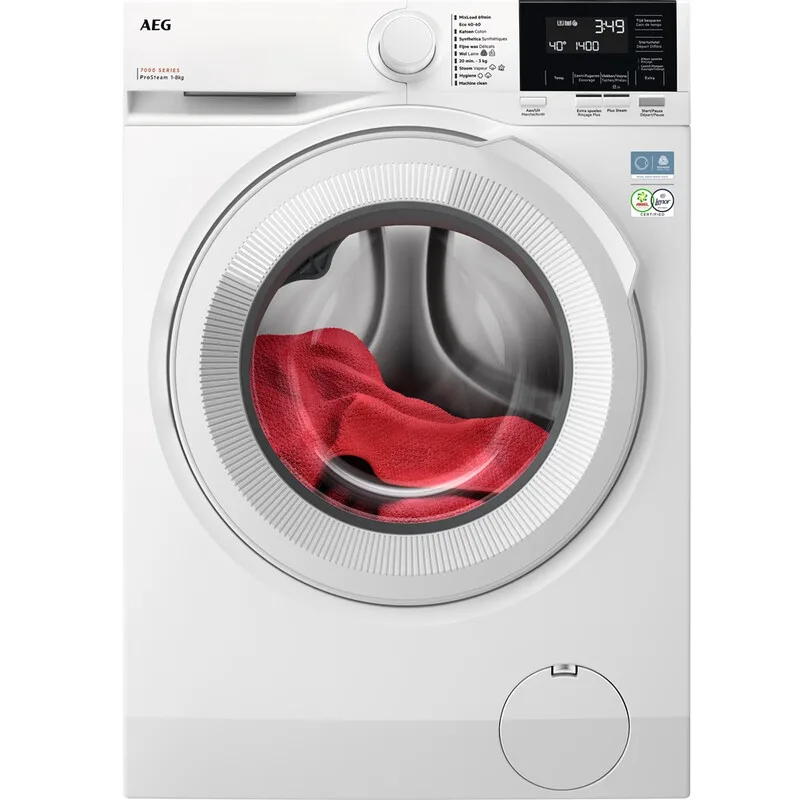 LR73S840 Wasmachine – 7000-serie – ProSteam – 8 kg – 1400 rpm – PreciseWash – Inverter Motor+ – Energieklasse A-40% – Wit de AEG – photo produit