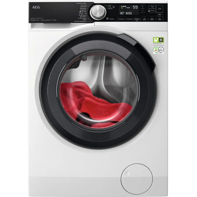 LR8E80600 Serie 8000 Freistehende Waschmaschine, 10 kg, 1600 U/min, PowerCare, Inverter-Motor, Energieklasse A, Weiß de AEG – photo produit