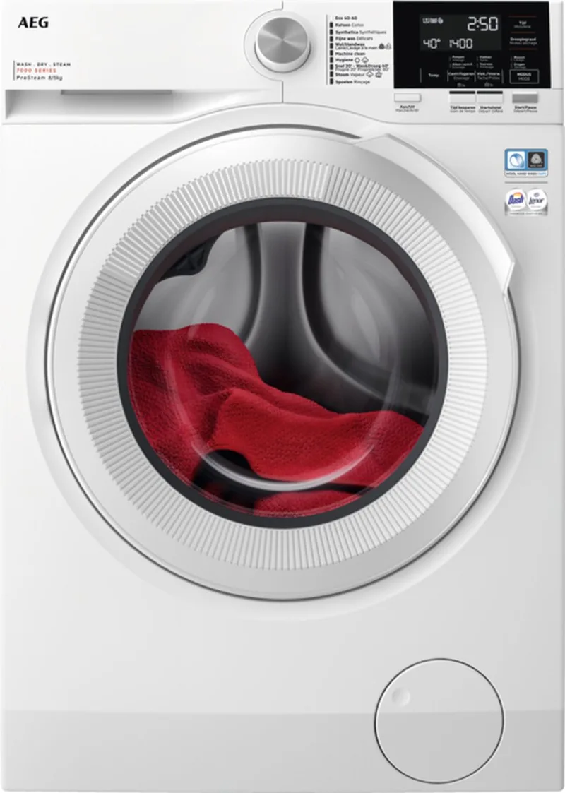 LWR73R842 EcoLine 7000 serie ProSteam® - Was-droogcombinatie - Warmtepomp - NL-FR van AEG in Wit – productfoto
