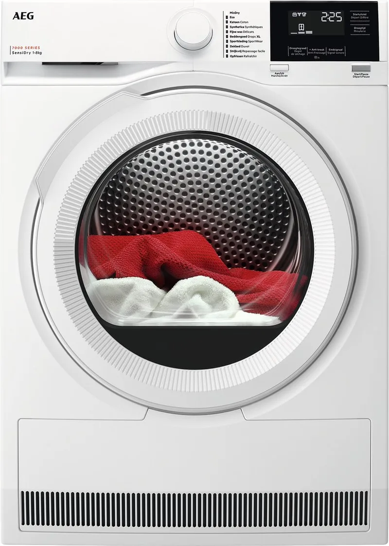 TR78A32B 7000 SensiDry® - Warmtepomp Droogkast - 8 kg - NL/FR från AEG i Vit – produktbild
