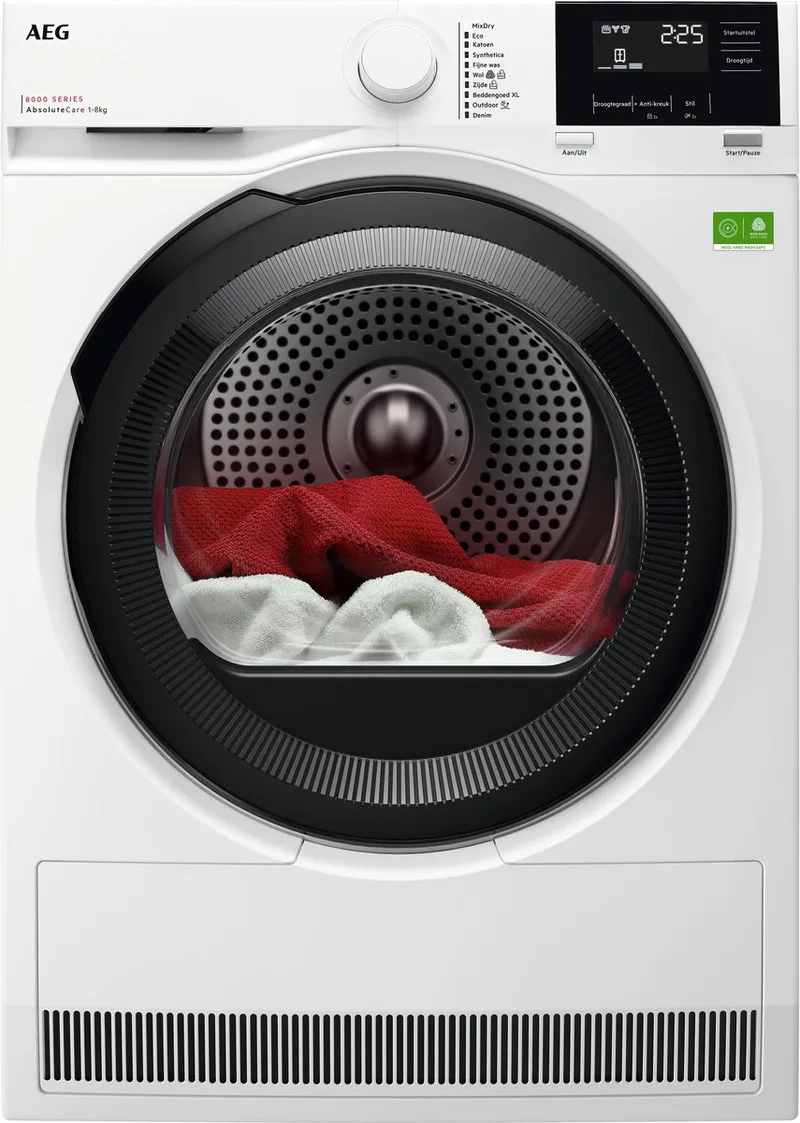 TR838N4B 8000 AbsoluteCare - Warmtepomp droger - Energielabel A - 8 kg by AEG in White, Black – product photo