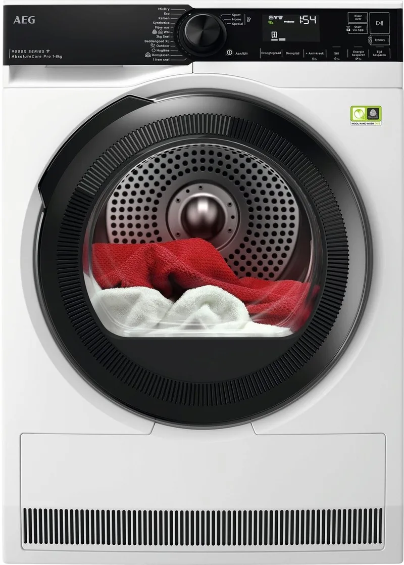 TR968V4C 9000X AbsoluteCare® Pro - Warmtepomp droger - Energielabel A - 8 kg från AEG i Vit – produktbild