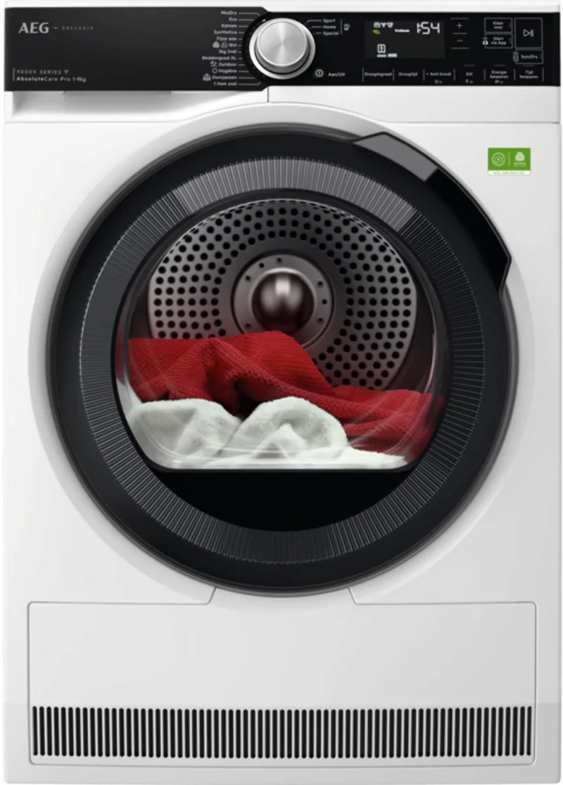 TR97MUNCHEN - Warmtepompdroger - 9 kg, 60 db, 900 W, Wit by AEG in White – product photo