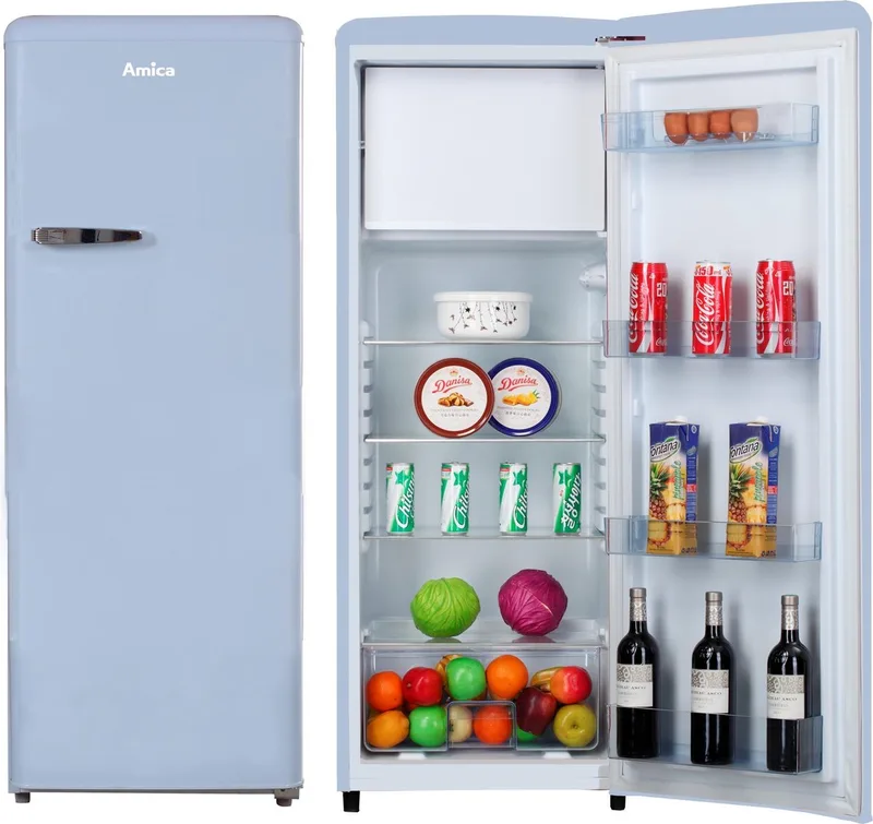 Koelkast met vriesvak AR5222LB - Lichtblauw - H 144 cm van Amica in Lichtblauw – productfoto
