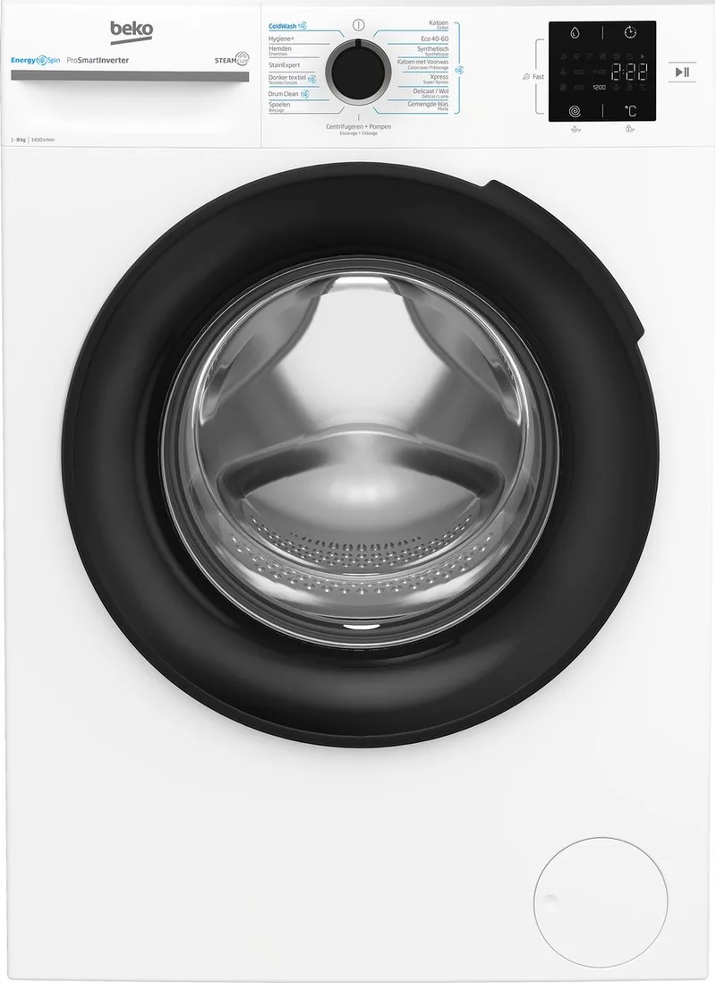 b300 BM3WFT3841W wasmachine Voorlader 8 kg 1400 RPM fra Beko i Hvid – produktbillede