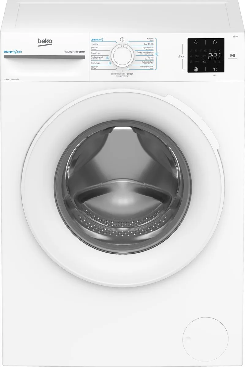 b300 BM3WFU38412CW - Wasmachine - Voorlader - 8 kg - 1400 RPM by Beko in White – product photo