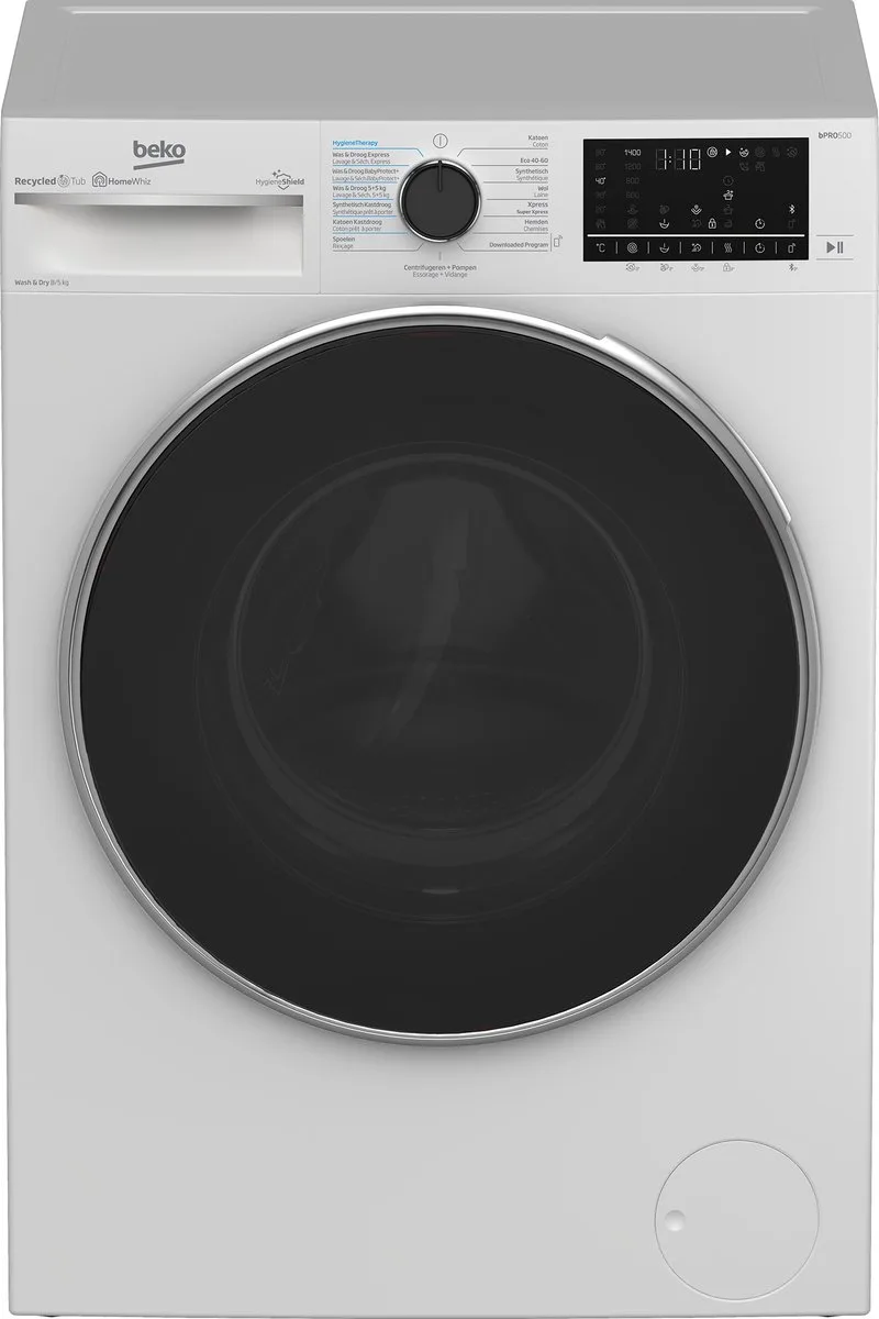B5DT510446W - AutoDose - RecycledTub™ - Was-droogcombinatie van Beko in Wit – productfoto