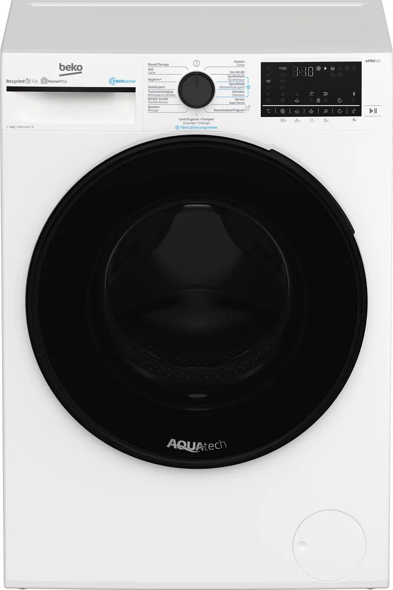 B5WT594189W - RecycledTub™ - FIBERcatcher - Wasmachine - 30% zuiniger dan energielabel A by Beko in White – product photo
