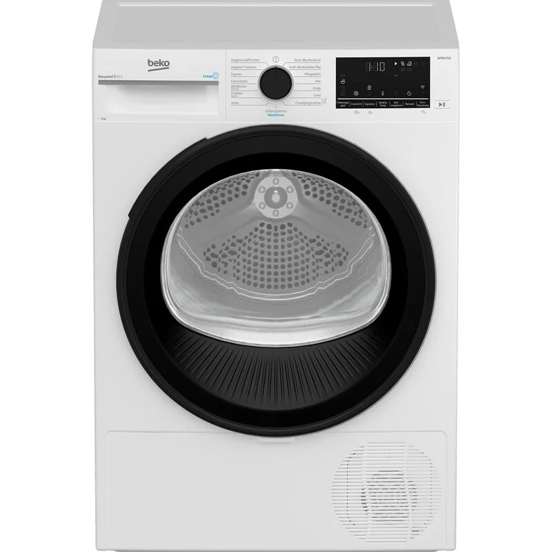 B7TDT8820A 8 kg Wärmepumpentrockner, HomeWhiz, SteamCure, Sensortrocknung, AquaWave Trommel, Energieklasse A, Weiß de Beko – photo produit