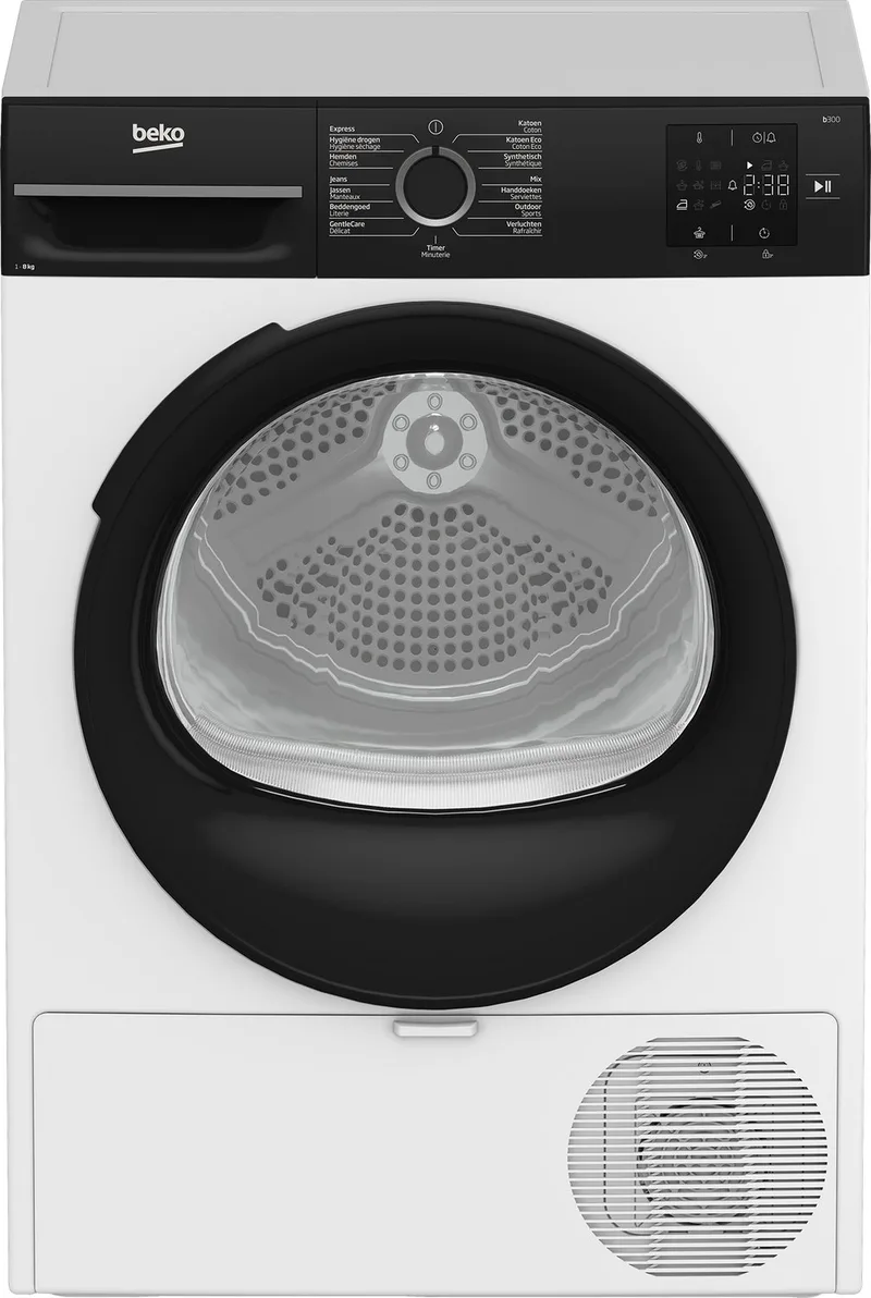BM3T3823BNL - Wasdroger - warmtepompdroger - 8 kg - Energielabel från Beko i Vit – produktbild