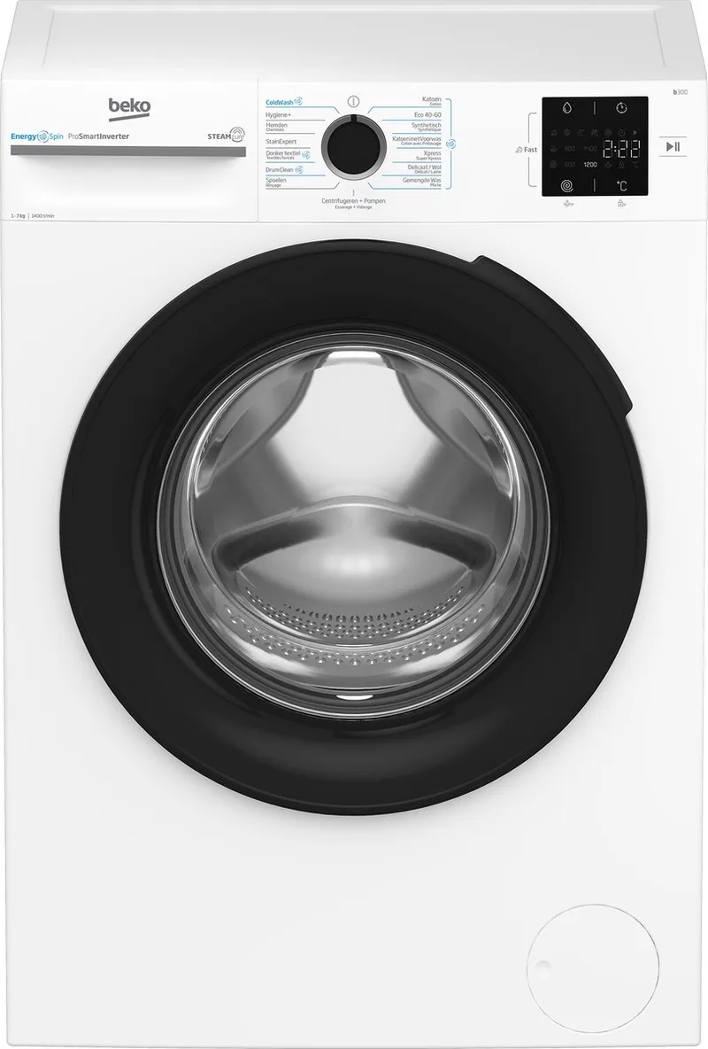 BM3WFU3741W - Wasmachine - 1400 RPM - 7kg - 76 dB - A label van Beko in Wit – productfoto