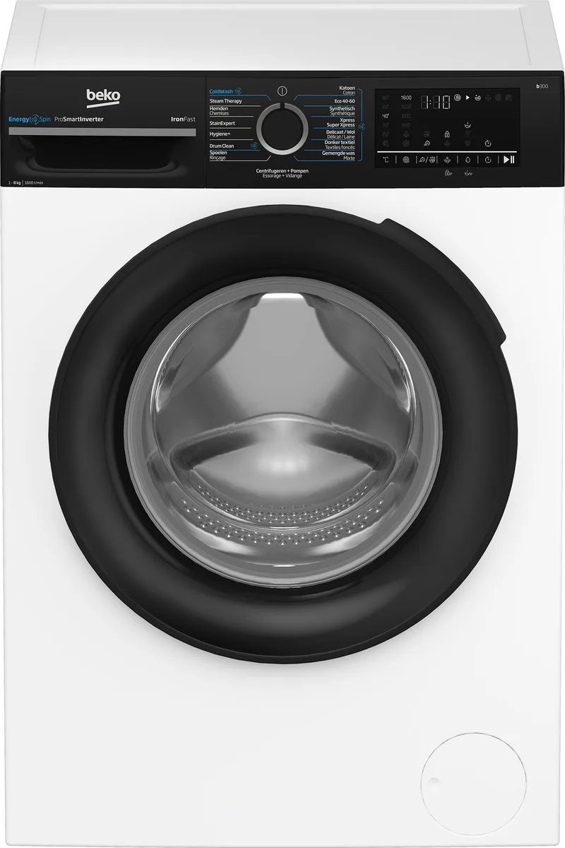BM3WFU4861B wasmachine Voorlader 8 kg 1600 RPM Zwart, Wit de Beko en Noir, Blanc – photo produit