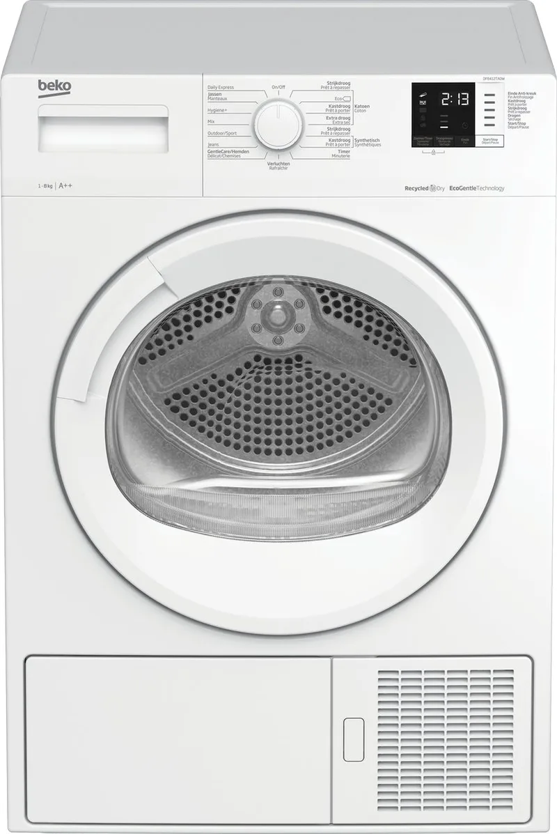 DF8412TA0W - RecycledDry™ - Warmtepompdroger - NL/FR fra Beko i Hvid – produktbillede