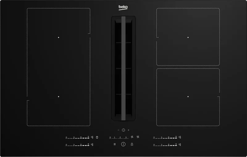 HIXI84700UF | Inductie kookplaat met afzuiging | 80 cm von Beko in Schwarz – Produktfoto