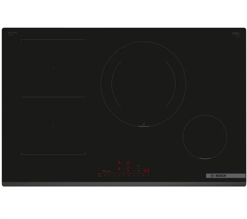 Inductiekookplaat 80 cm – PVS831HC1E Serie 6 – 4 Kookzones – CombiZone – PerfectFry Plus – DirectSelect – Home Connect by Bosch in Black – product photo