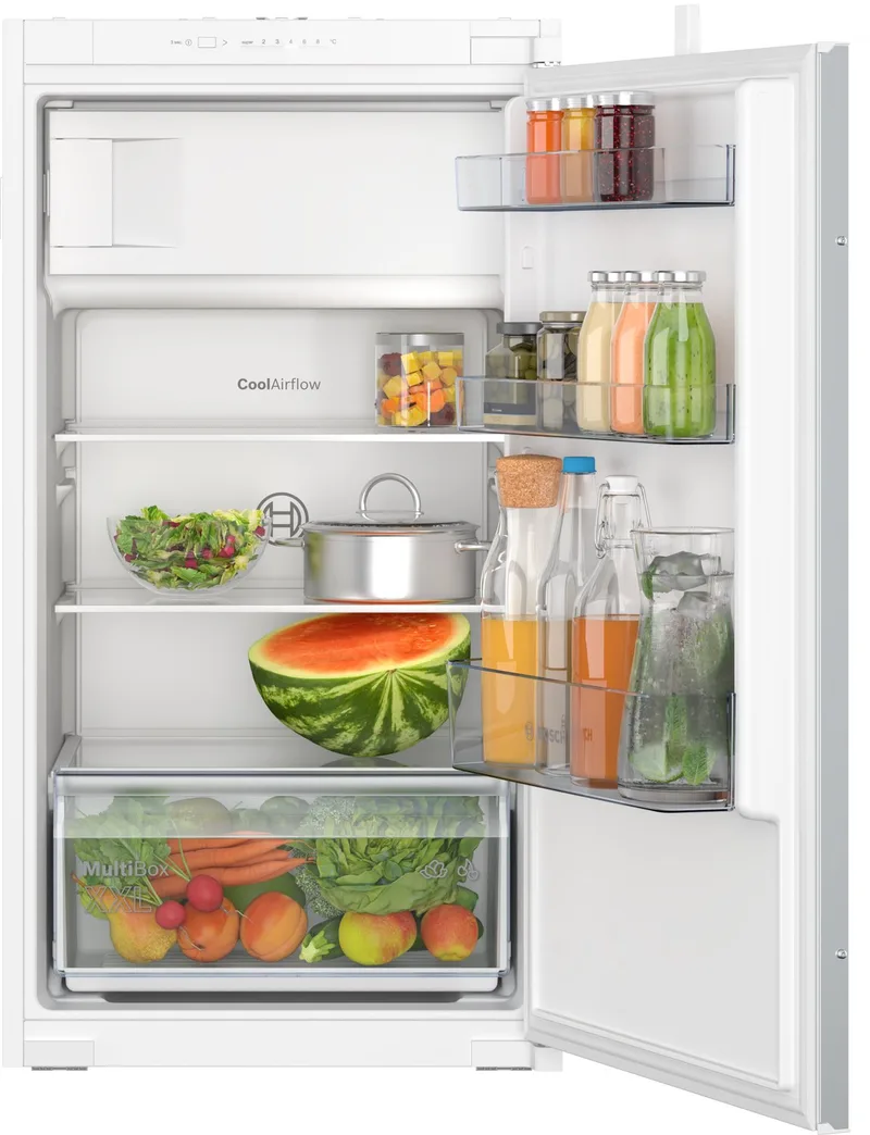 KIL32NSE0 - Serie 2 - Inbouwkoelkast - Inbouw koelkast met vriesvak - 102.1 cm x 54.1 cm - Multi Box XXL: een extra ruime lade voor groente en fruit - Led verlichting van Bosch – productfoto