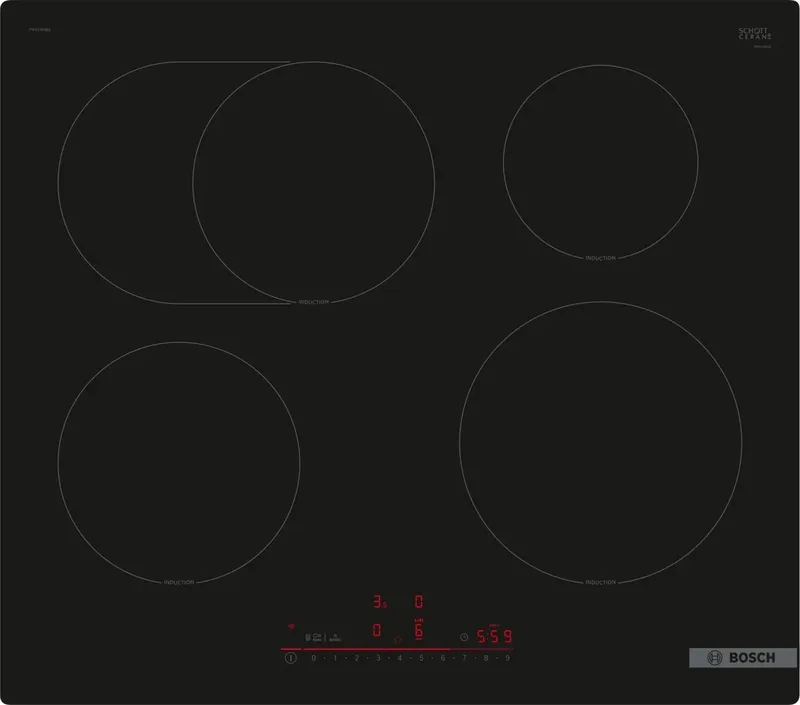 PIF61RHB1E - Inbouw elektrische kookplaat - Inductie - Home Connect - Multitouch+ - 4 kookzones by Bosch in Black – product photo