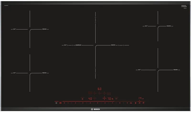 PIV975DC1E - Serie 8 - Inbouw Inductiekookplaat - Extra breed bedieningspaneel - PerfectFry voor perfecte resultaat - Tot 35% meer vermogen met Power Boost von Bosch in Schwarz – Produktfoto