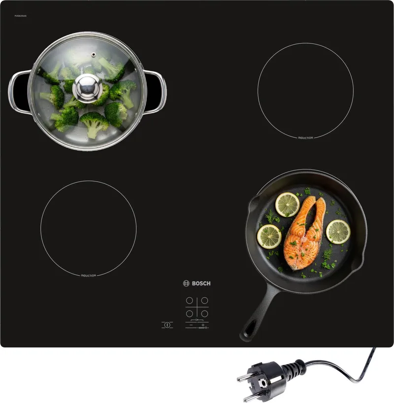 PUG61RAA5D - Serie 2 - Inbouw Inductiekookplaat - 60 cm - Power Boost: tot wel 35% meer vermogen voor sneller verwarmen op inductie von Bosch in Schwarz – Produktfoto