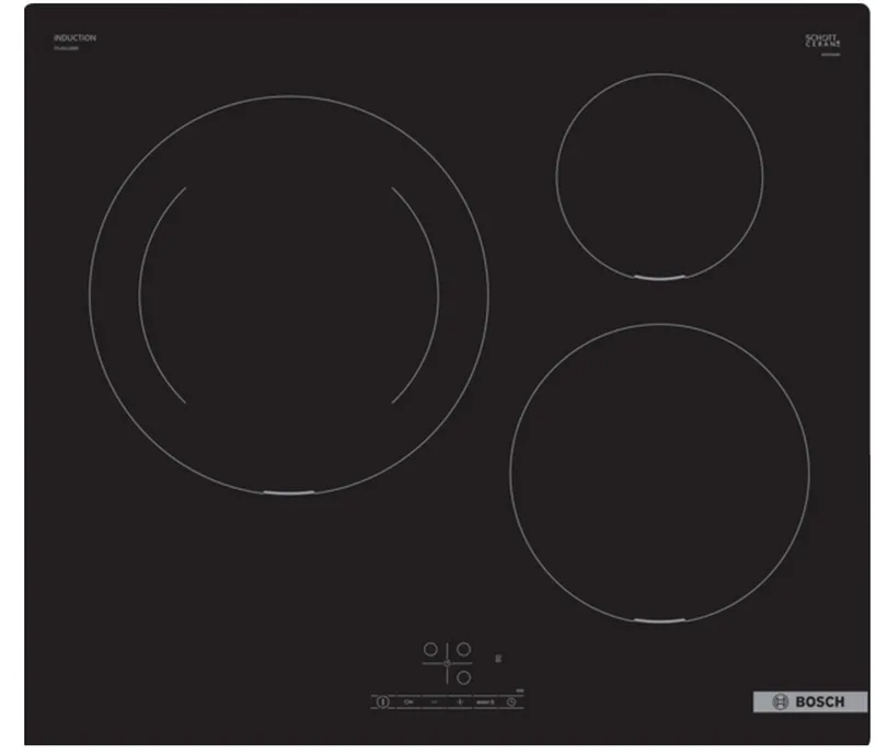PUJ611BB5E - Serie 4 - Inbouw inductiekookplaat - 60 cm - 3 kookzone(s) by Bosch in Black – product photo