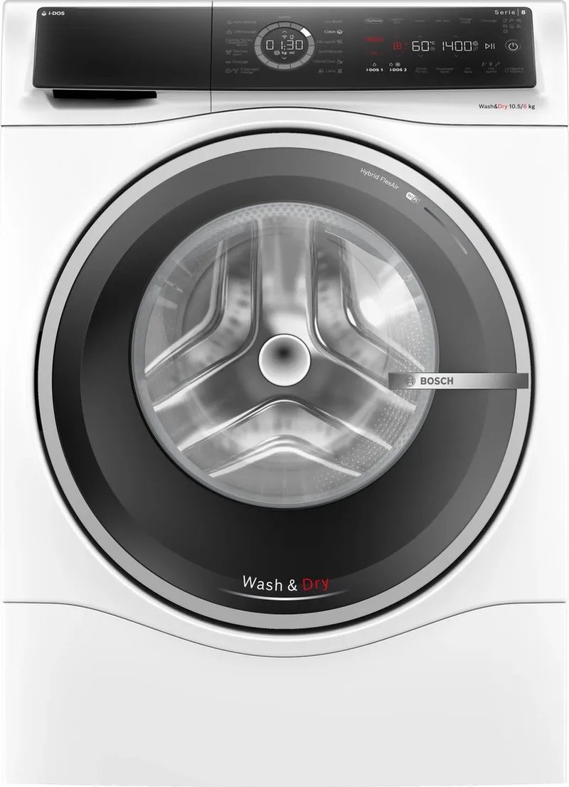 SER8 - WNC254A0FR - Was-droogcombinatie - 10,5/6 kg - Inductie - 60 cm - 1.400 RPM - FR Display de Bosch en Blanc – photo produit