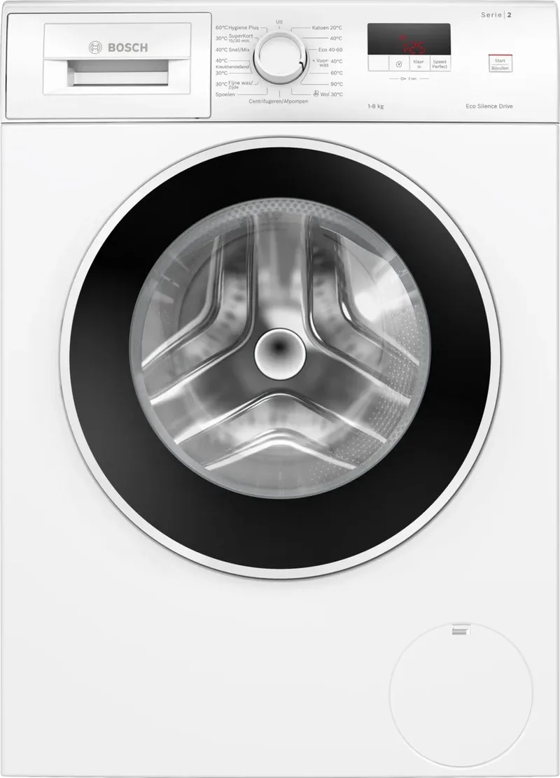 Serie 2 WGE0340SNL wasmachine Voorlader 8 kg 1400 RPM fra Bosch i Hvid – produktbillede