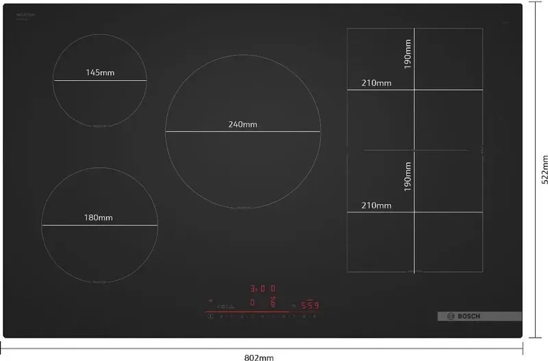 Serie 6 PVW81CHB1E kookplaat Ingebouwd 80 cm Inductiekookplaat zones 5 zone(s) by Bosch in Black – product photo