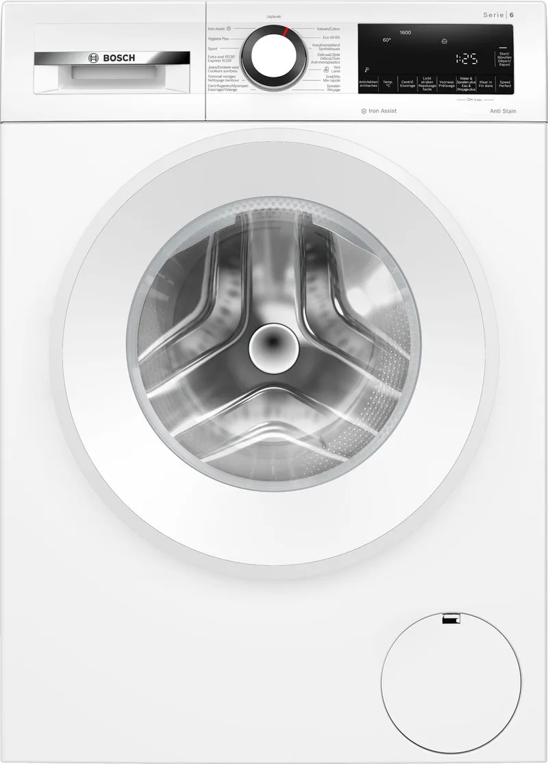 Serie 6 - WGG246ZEFG - Wasmachine - Wasmachine met stoom - 1600 rpm - 9 kg - Energielabel A - Iron Assist: vermindert kreukels tot 50% - NL/FR Display - Bespaar water met ActiveWater Plus by Bosch in White – product photo