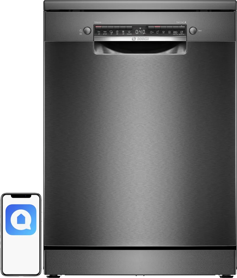 SMS4HVC03E - Vrijstaand vaatwasser - 14 couverts - verbinding met app - 46 dB by Bosch in Silver – product photo