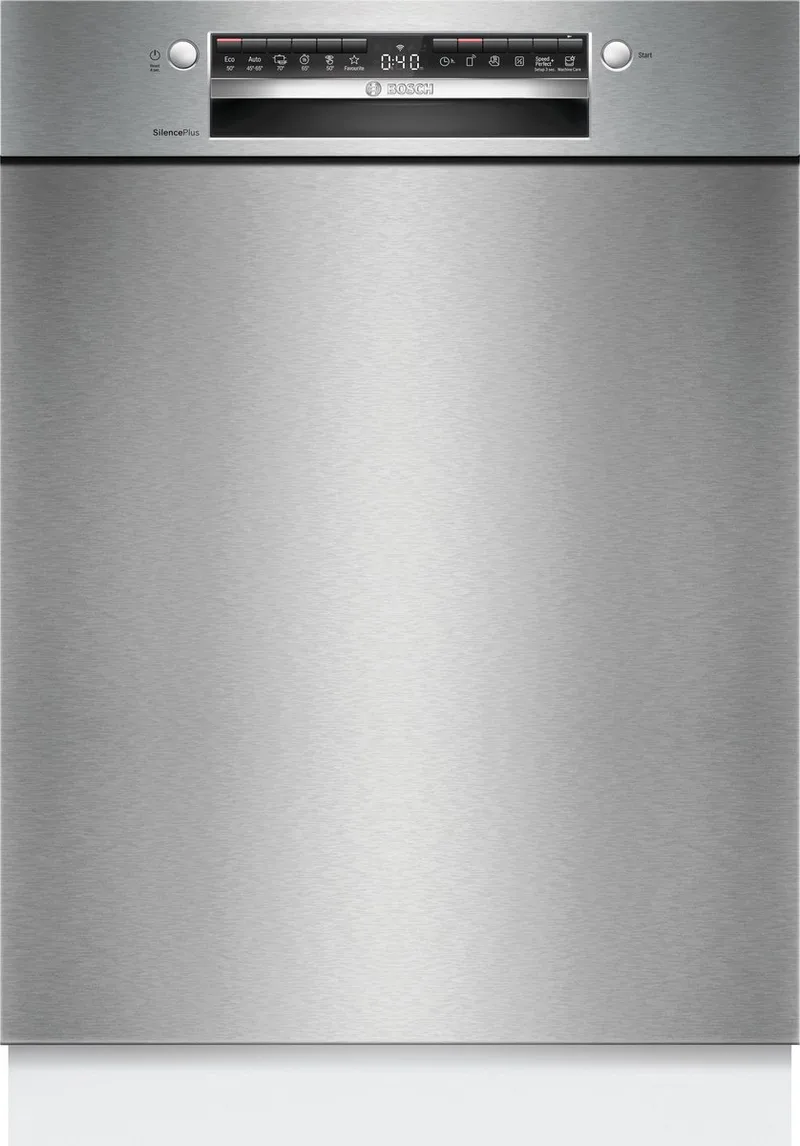 SMU4EVS08E - Serie 4 - Vaatwasser - Inbouwvaatwasser - Onderbouw - 60 cm - Zeer stil - Opent de deur automatisch voor betere droogresultaten - Geborsteld staal von Bosch in Rvs – Produktfoto