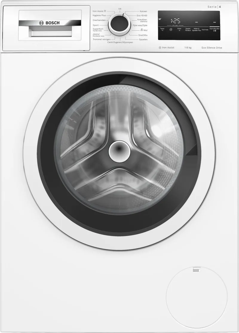 WAN2827BNL - Serie 4 - Wasmachine met stoom - 1400 rpm - Energielabel A - 8 KG - Iron Assist: vermindert kreukels tot 50% - SpeedPerfect: perfect schoon tot wel 65% sneller. - Stil de Bosch en Blanc – photo produit