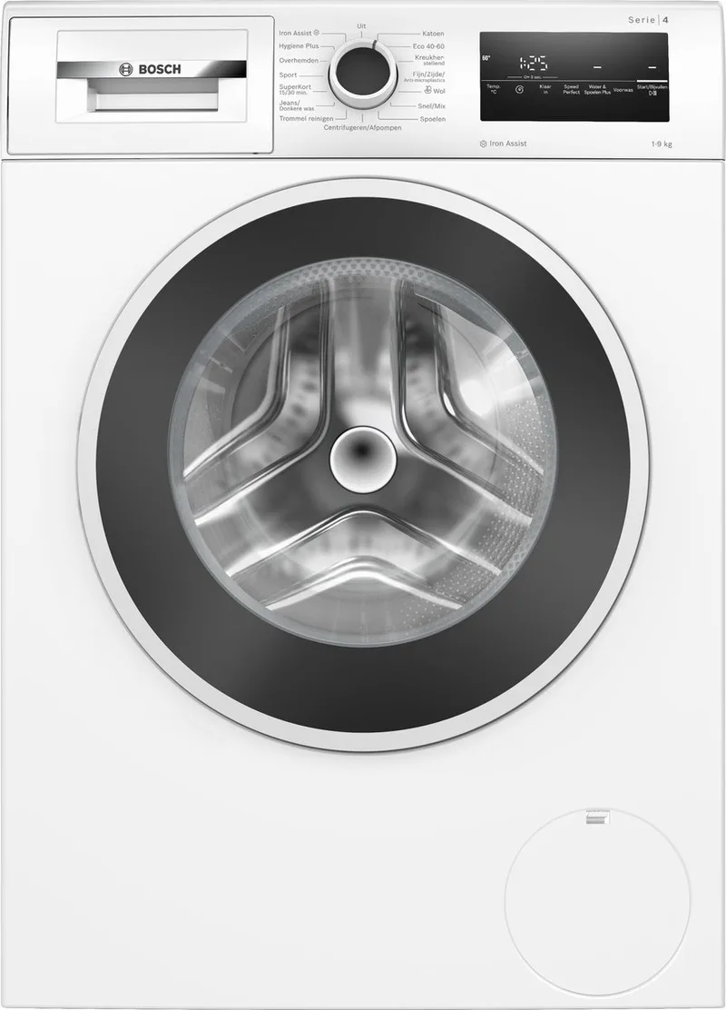 WAN2827TNL - Serie 4 - Wasmachine met stoom - 9 KG - 1400 rpm - Energielabel A - Iron Assist: vermindert kreukels tot 50% - Stil - Bespaar water met ActiveWater Plus - SpeedPerfect: tot 65% sneller wassen by Bosch in White – product photo