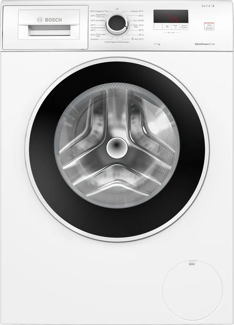 WGE02404NL - Serie 2 - Wasmachine - 7 kg - 1400 rpm - Energielabel A - SpeedPerfect - Bespaar water met ActiveWater Plus van Bosch in Wit – productfoto