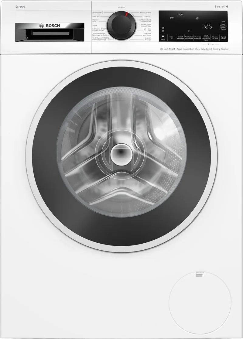 WGG244FCFG - Serie 6 - Wasmachine met stoom - 1400 rpm - Energielabel A - Iron Assist: vermindert kreukels tot 50% - Automatisch doseren - NL/FR Display by Bosch in White – product photo