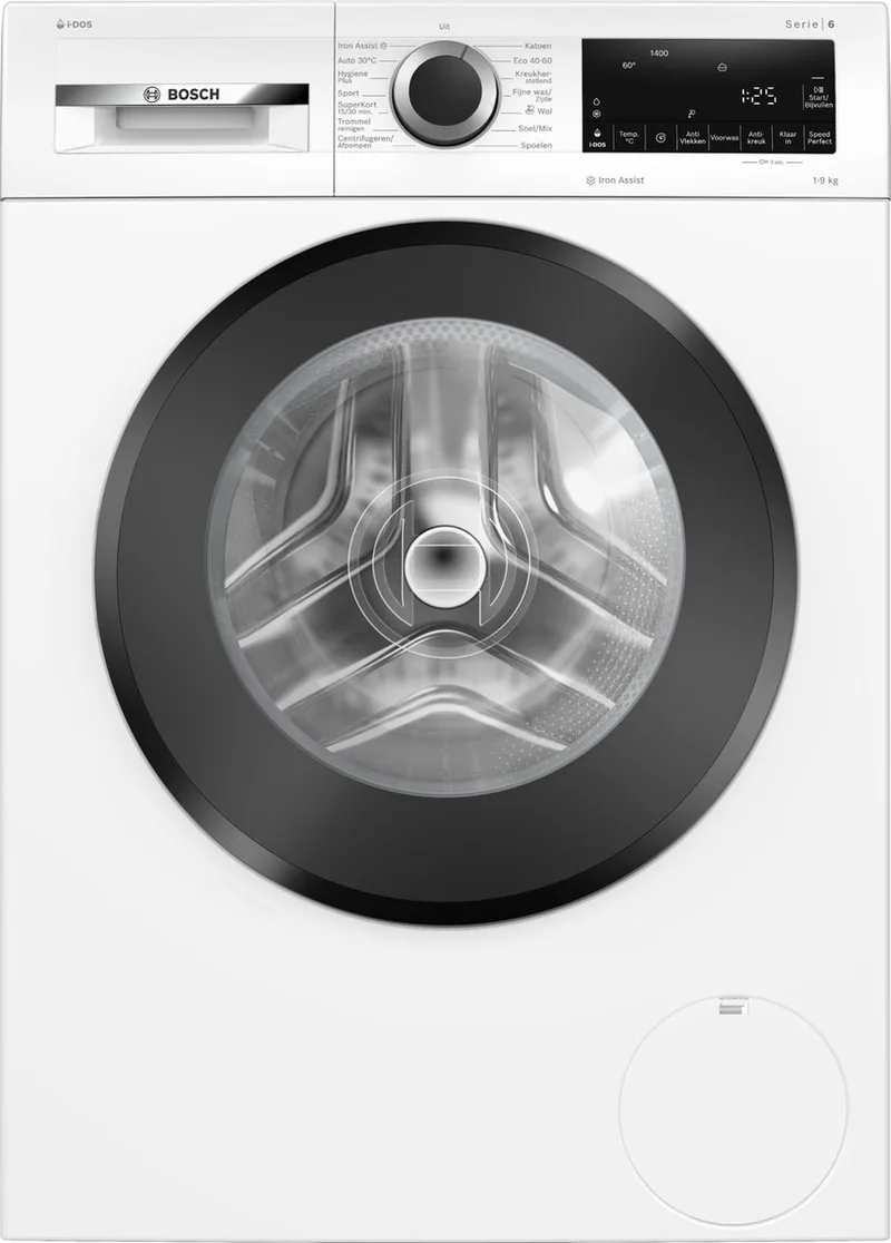 WGG244FONL - Serie 6 - Wasmachine met stoom - 9 kg - 1400 rpm - Automatisch doseren - Iron Assist: vermindert kreukels tot 50% - Energielabel A - Bespaar water met Active Water Plus by Bosch in White – product photo