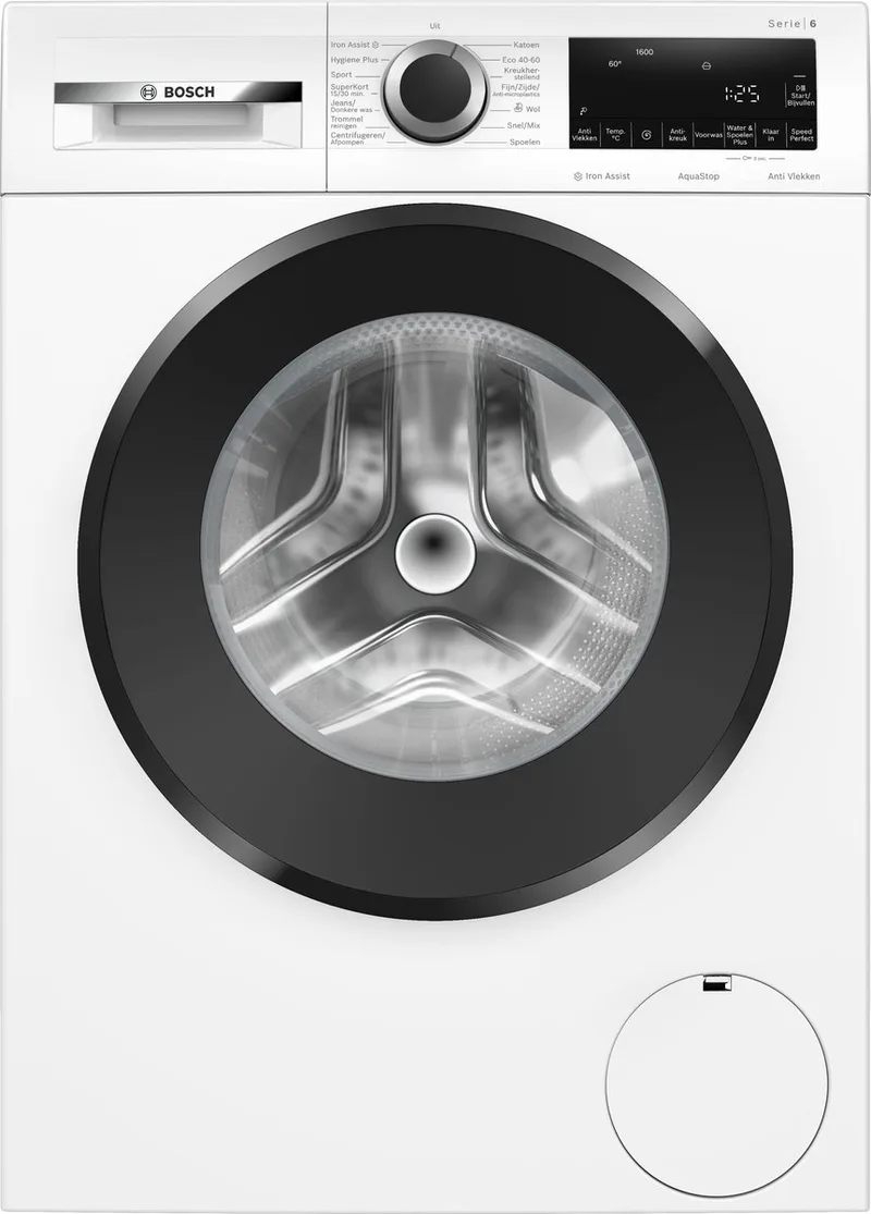 WGG246ZCNL - Serie 6 - Wasmachine - Wasmachine met stoom - 1600 rpm - 9 kg - Energielabel A - Iron Assist: vermindert kreukels tot 50% - Bespaar water met ActiveWater Plus von Bosch in Weiß – Produktfoto