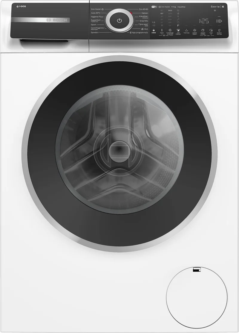 WGH244A7NL - Serie 6 - Wasmachine met stoom - Energielabel A - 20% - 9 kg - 1400 rpm - Automatische wasmiddeldosering met i-Dos - Iron Assist: vermindert kreukels tot 50% de Bosch en Blanc – photo produit