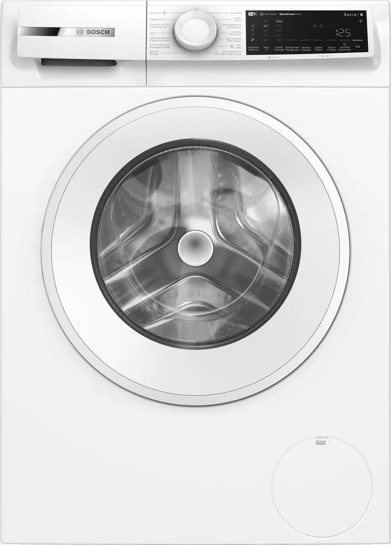 WGJ23400FG - Serie 6 – Wasmachine - 8 kg - 1400 rpm - Iron Assist: vermindert kreukels tot 50% - Energieklasse A - Home Connect - NL/FR display van Bosch in Wit – productfoto