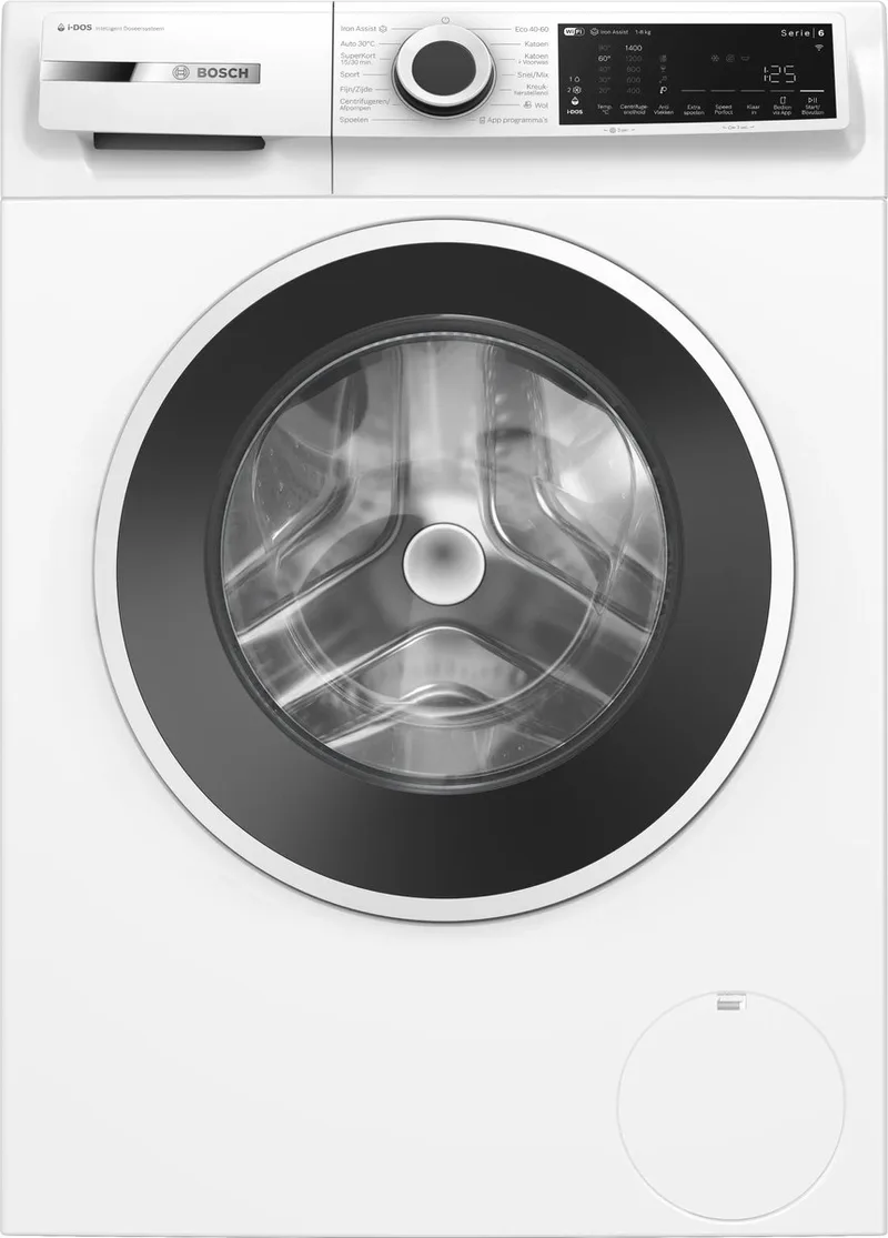 WGJ234A0NL Serie 6 - Wasmachine – 8 kg – 1400 rpm –Automatisch doseren met i-DOS –Iron Assist: vermindert kreukels tot 50% met stoom – Home Connect – Energieklasse Klasse A by Bosch in White – product photo
