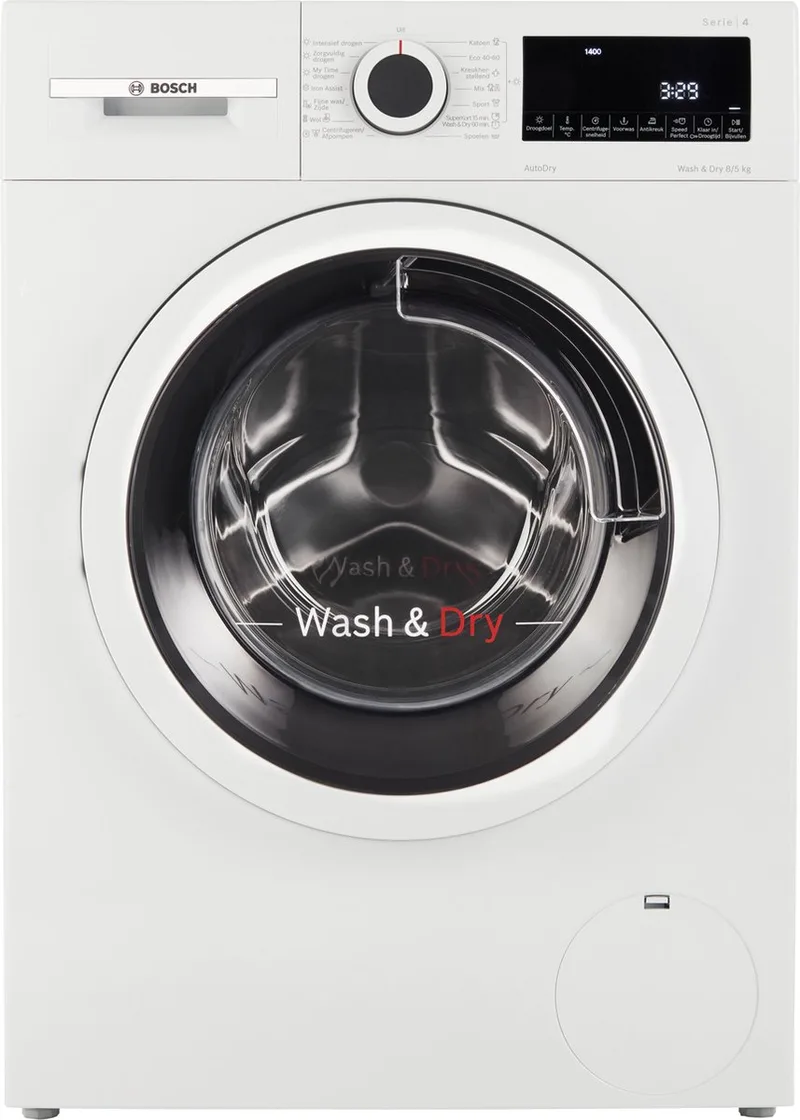 WNA13400NL - Serie 4 - Was-droogcombinatie Extra Stil - Wassen en drogen in 1 keer - 8KG/5KG - SpeedPerfect, tot 65% sneller wassen - Met stoom van Bosch in Wit – productfoto