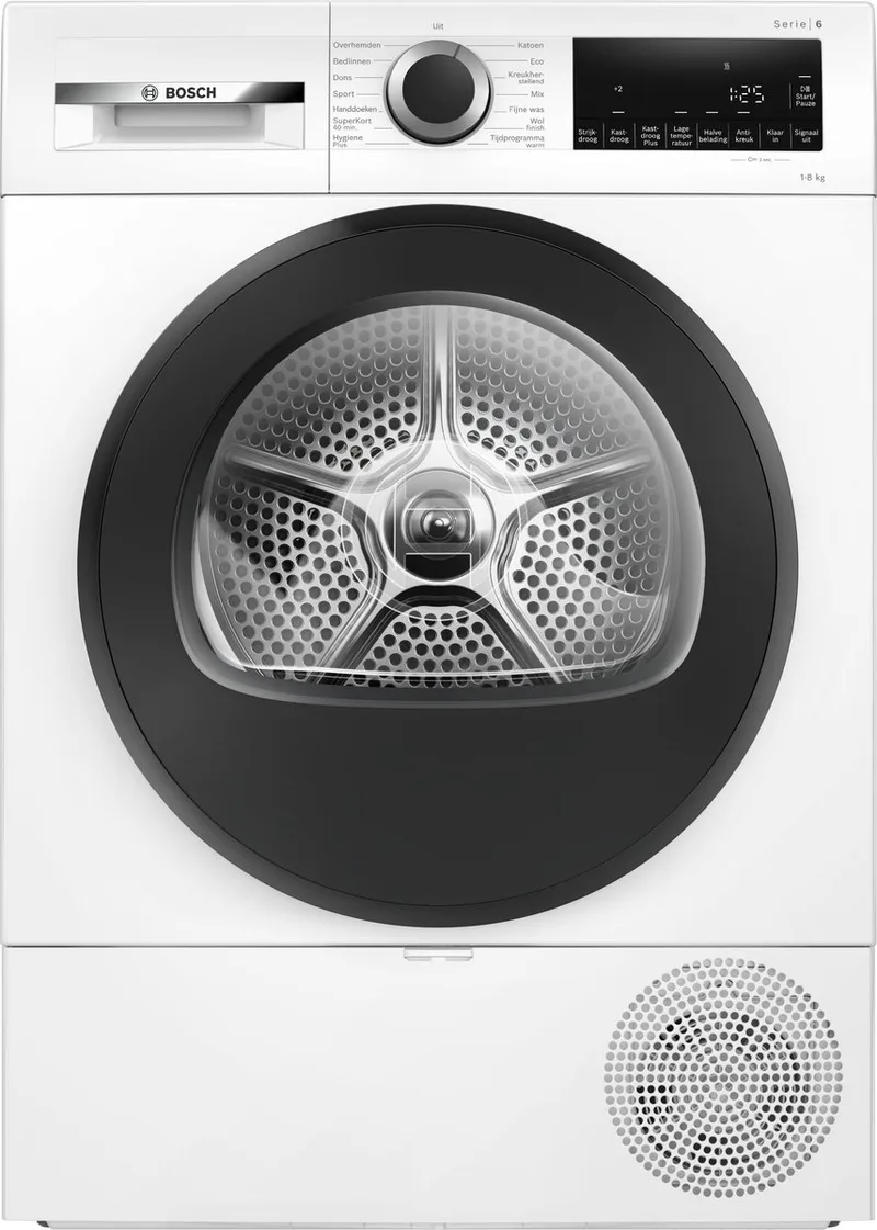 WQG133DANL 6 serie - Wasdroger - Warmtepompdroger - 8 kg - Stil von Bosch in Weiß – Produktfoto