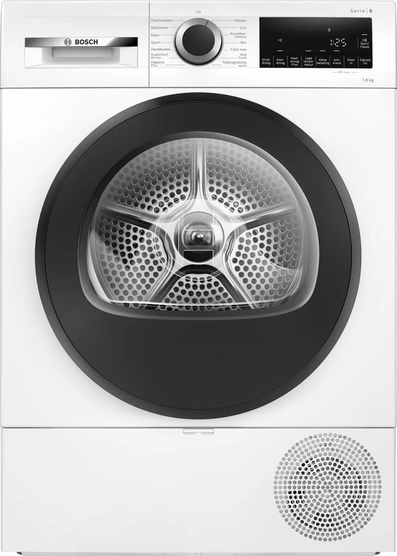 WQG133DBNL - Serie 6 - Wasdroger - Warmtepompdroger - 8 kg - Stil - Droogt zoals jij wilt met Auto Dry - Easyclean filter - Trommelverlichting de Bosch en Blanc – photo produit