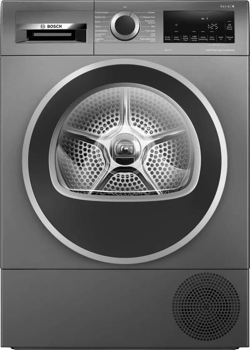 WQG235DINL Warmtepompdroger A+++ Zwart van Bosch in Cast Iron Zwart – productfoto