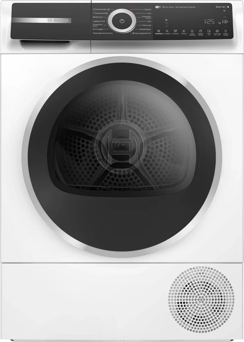 WQH246CLNL Serie 6 - Wasdroger - Warmtepompdroger - Zelfreinigende condensor - Blijvend energiezuinig - Zeer stil- 9 kg - Droogt zoals jij wilt met Auto Dry - Home Connect van Bosch in Wit – productfoto