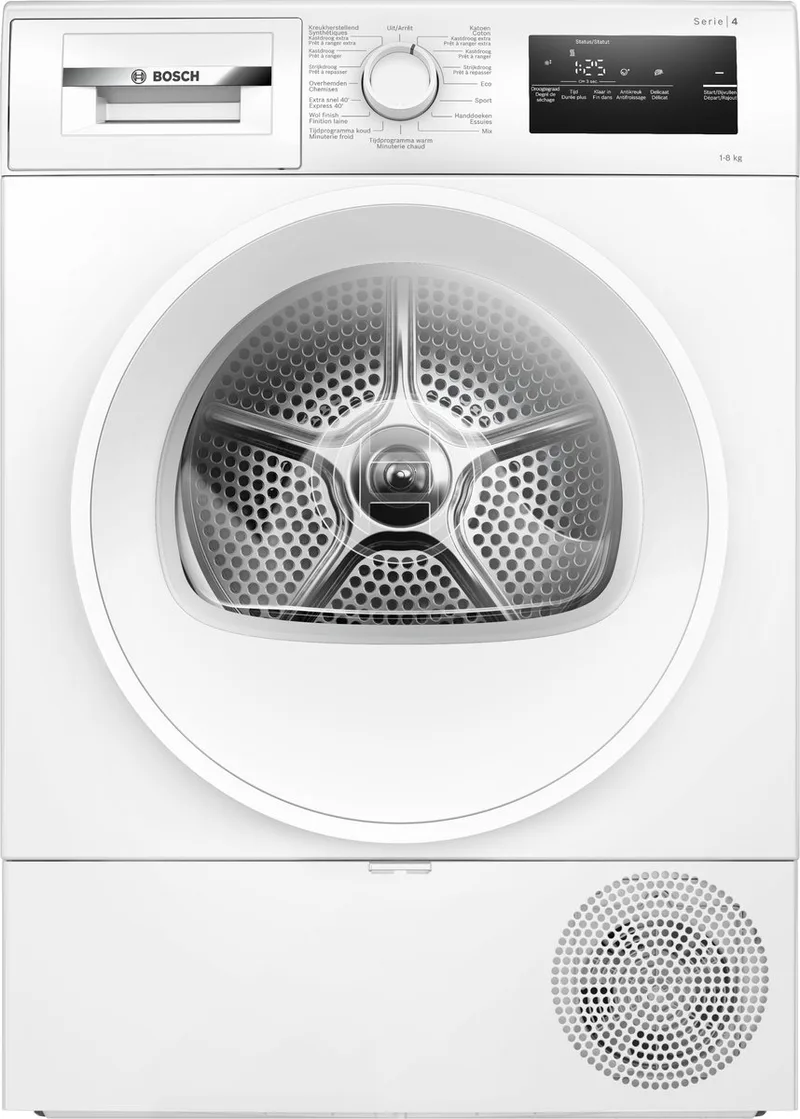 WTH8520AFG Serie 4 - Wasdroger - Warmtepompdroger - 8 kg - Zeer stil - NL/FR de Bosch en Blanc – photo produit