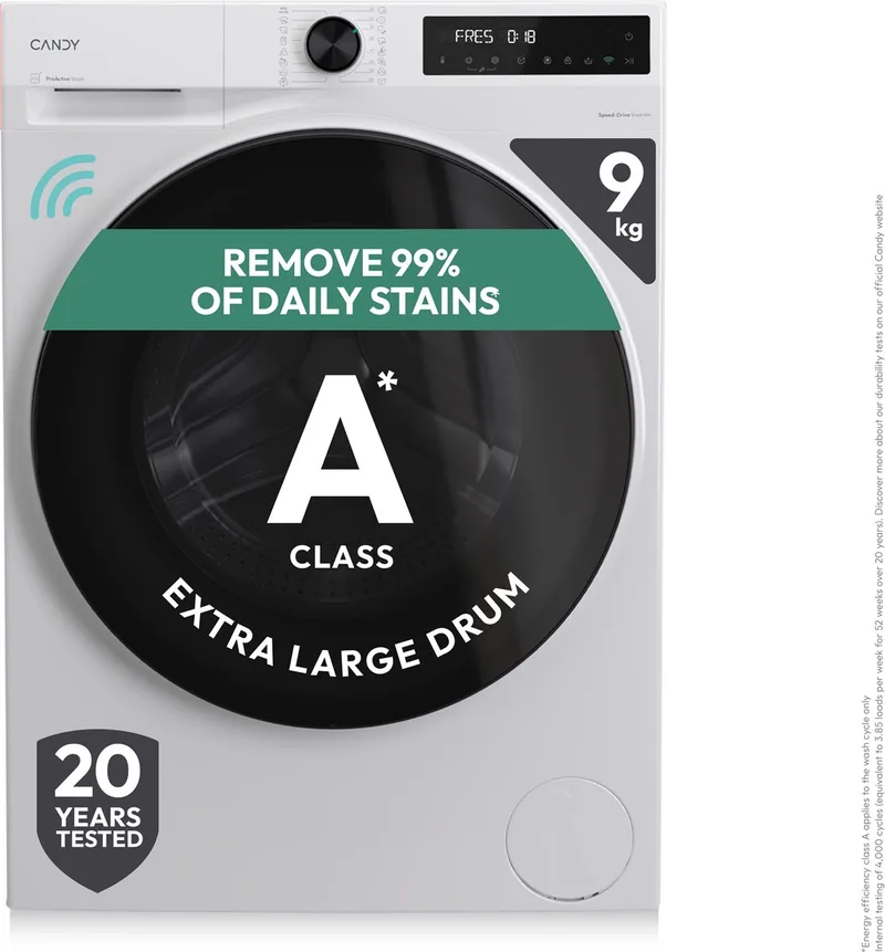 BWR 495BL8-S - Was-droogcombinatie - 9+5 kg - A/D - Extra stil (72 dB) - XL Soft Drum - 16 programma’s - Wi-Fi + Bluetooth (hOn) - Getest om 20 jaar mee te gaan - Inverter motor - 10 jaar garantie op onderdelen by Candy in White – product photo