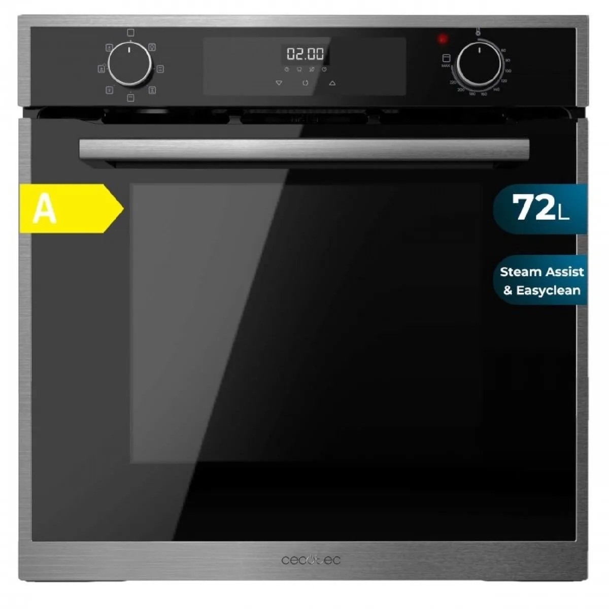 Bolero Hexa M226000 Edge A, oven 60 cm, 2800 W, capaciteit 72 liter, 7 functies, grillmodus, fan assisted grill, convectiemodus, ontdooiing, Steam Base X2, Steam EasyClean, Steam Assist de Cecotec en Noir, Gris – photo produit